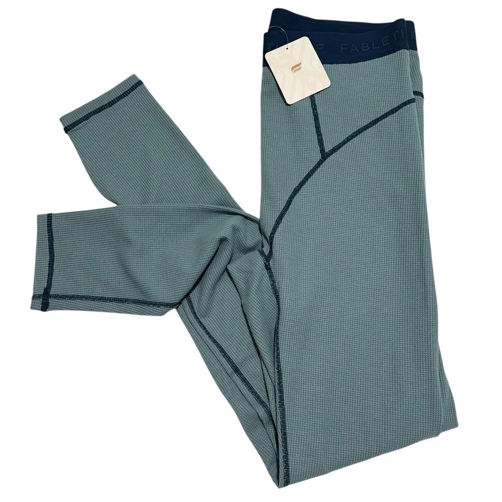 Fabletics Womens Size Medium Waffle Leggings Color Arctic Wave/Midnight Wave NWT - Picture 1 of 8
